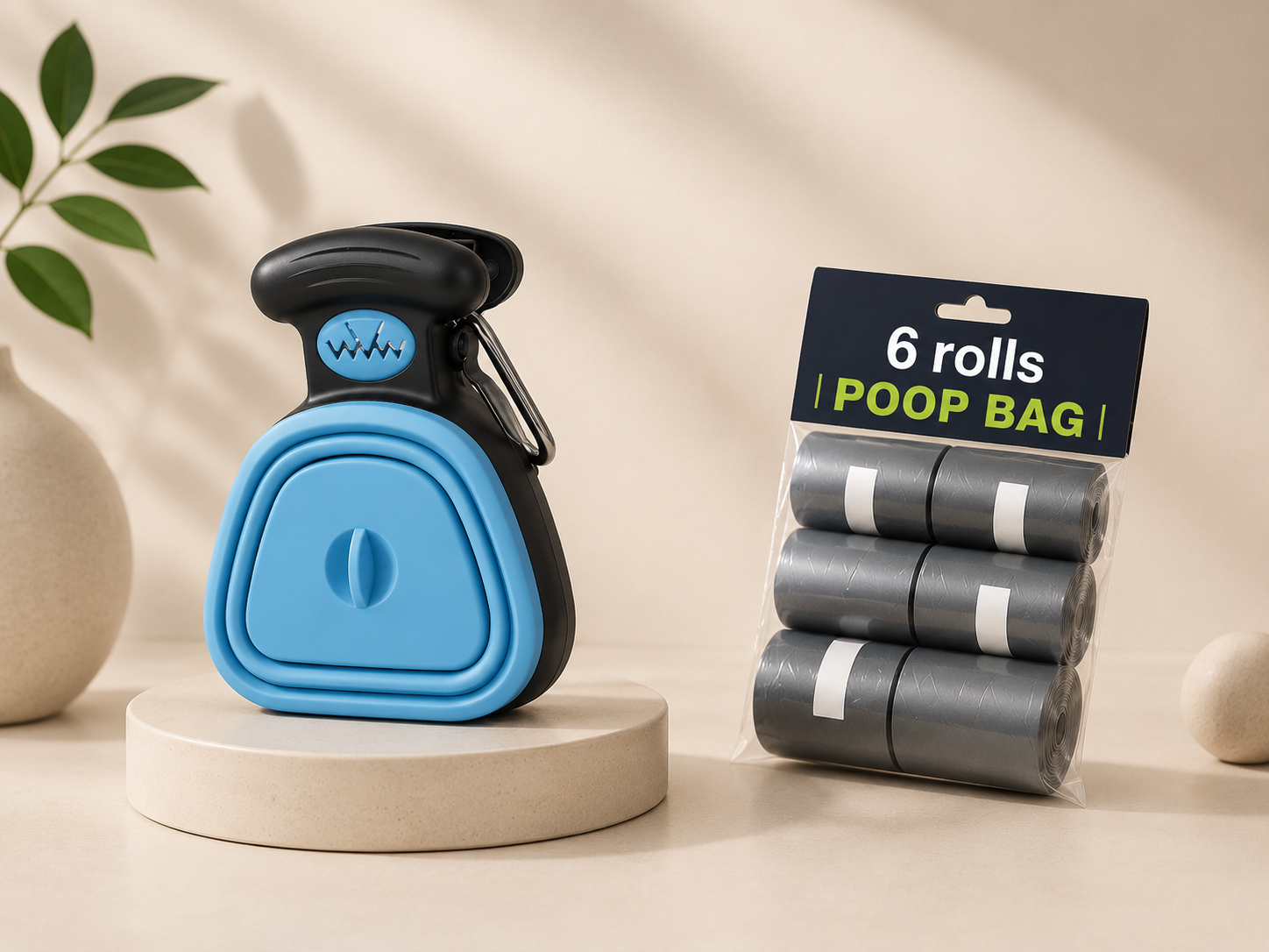Portable and Foldable Dog Poop Scooper – With Included Roll of Bags