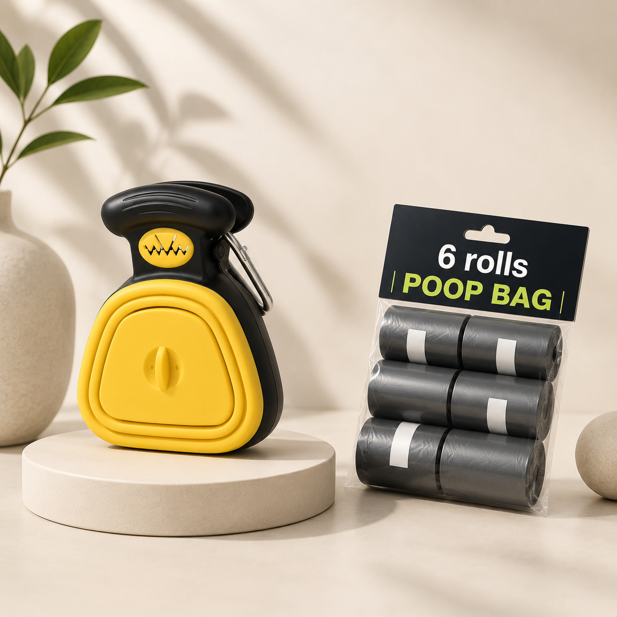 Portable and Foldable Dog Poop Scooper – With Included Roll of Bags
